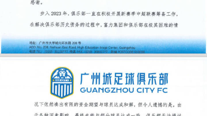 你支持广州城足球俱乐部暂停运营吗?