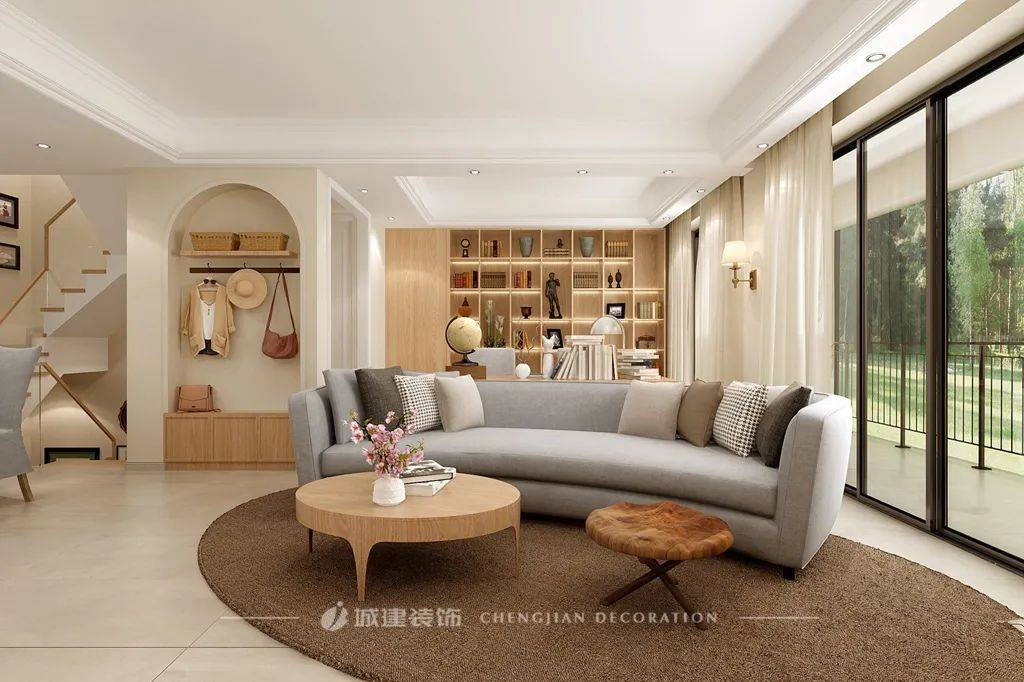 将客厅打造成家庭图书馆-杭州装修公司城建装饰