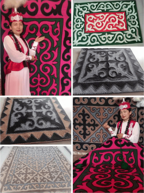 哈萨克族姑娘阿图尔古丽·杰克山心灵手巧,从小就从母亲那里学习刺绣