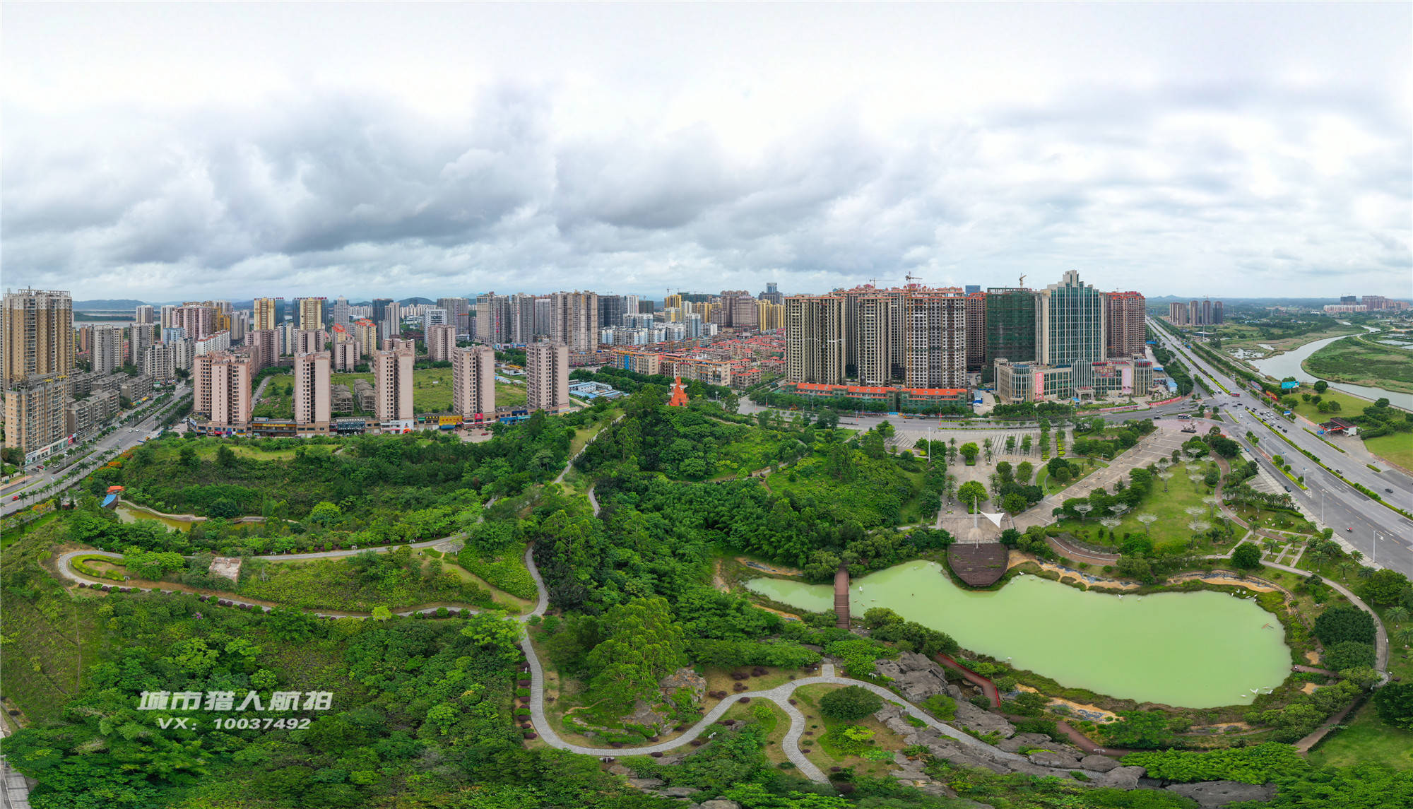 航拍防城港白鹭公园