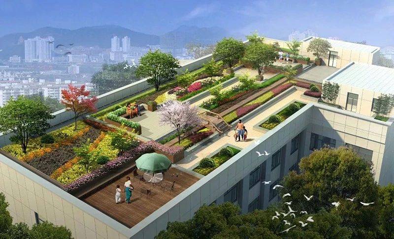 ⑥ 减轻建筑能耗,屋顶功能综合利用,营造宜人的休闲景观环境;  ⑦