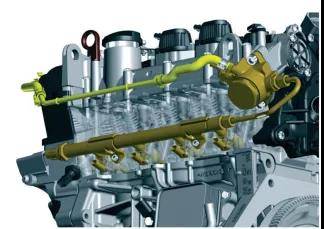 4t发动机采用缸内直喷供油方式,由进气凸轮轴上的泵凸轮驱动高压油泵