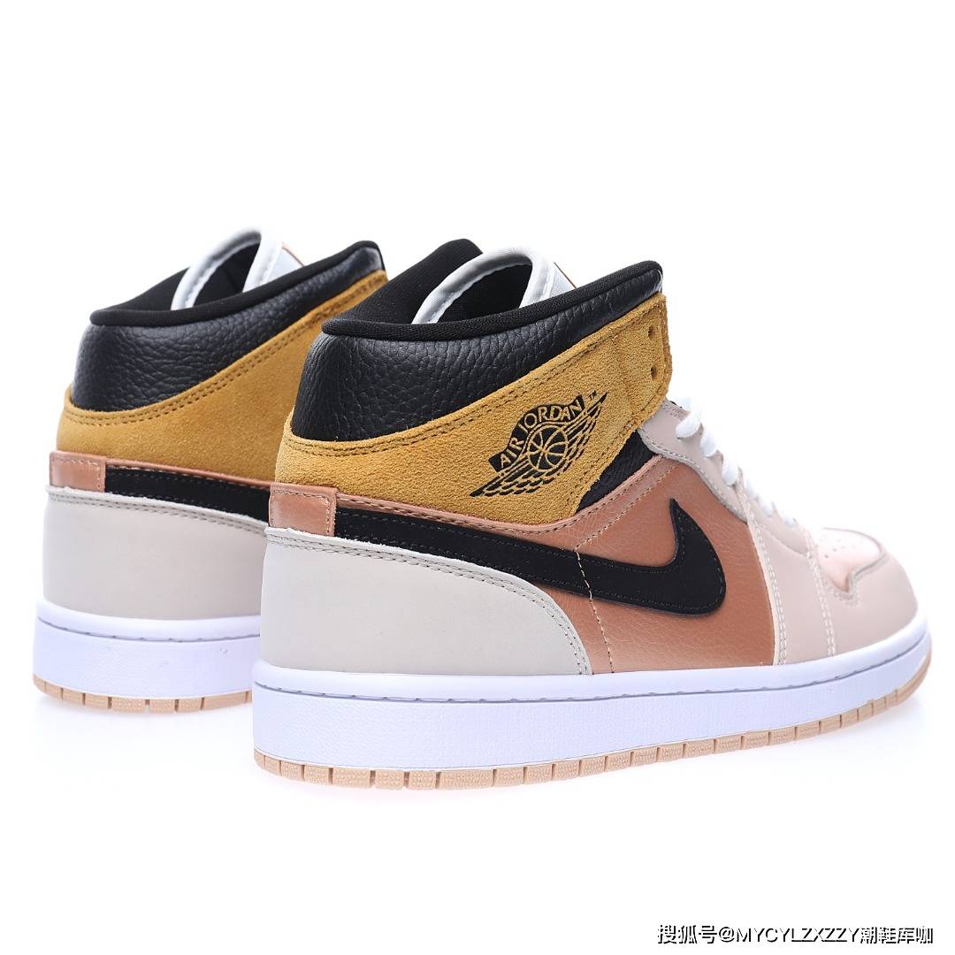 耐克nike wmns air jordan 1 mid aj1乔丹一代中帮运动鞋淡粉橘拼接dd