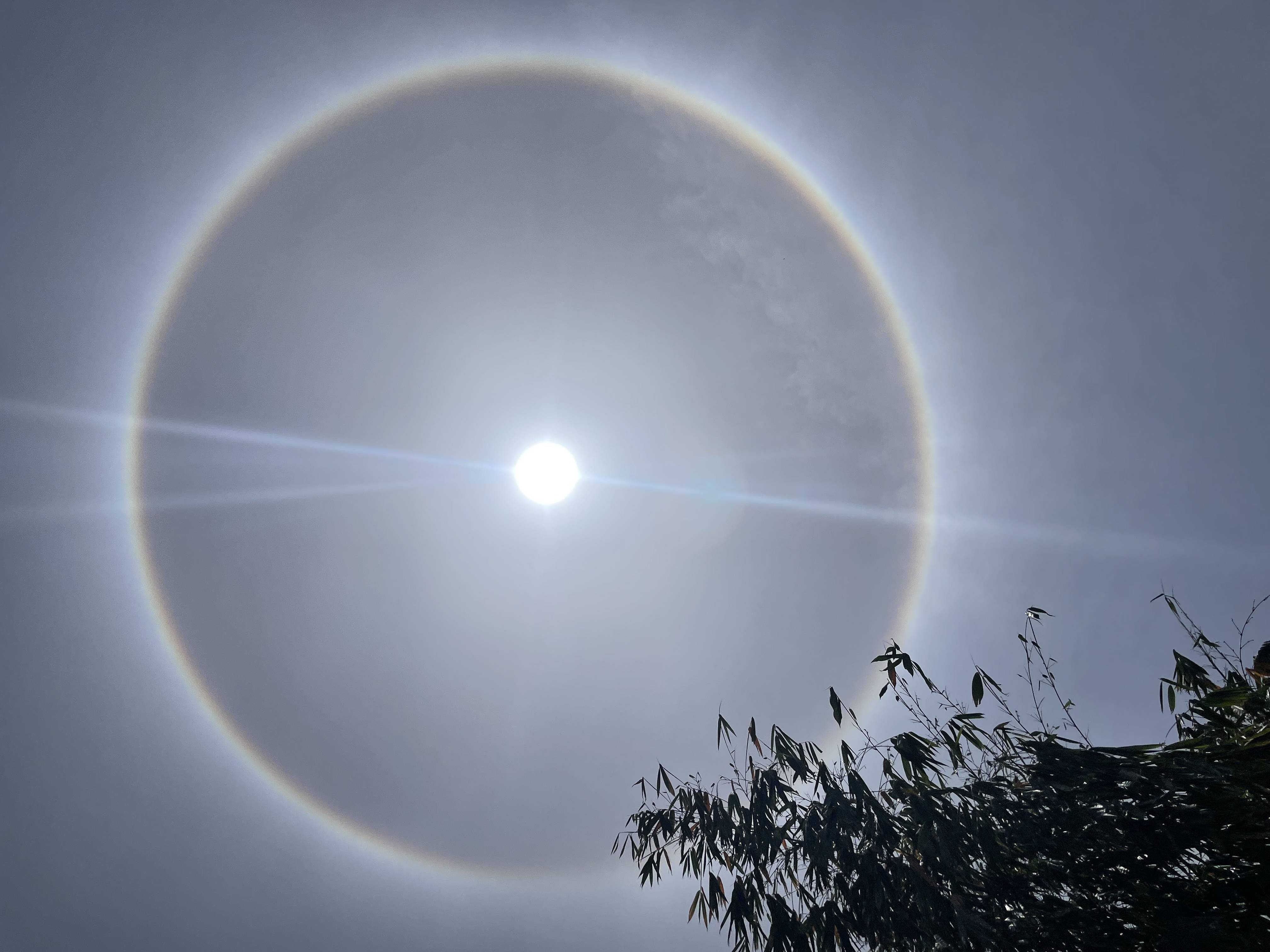 德阳天空再现日晕奇观_太阳_冰晶_光圈