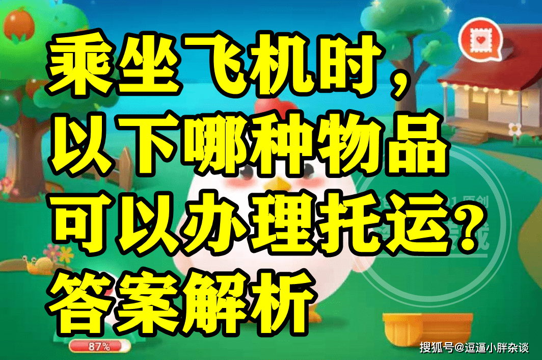 乘坐飞机时哪种物品是能够打点托运的呢？蚂蚁庄园谜底