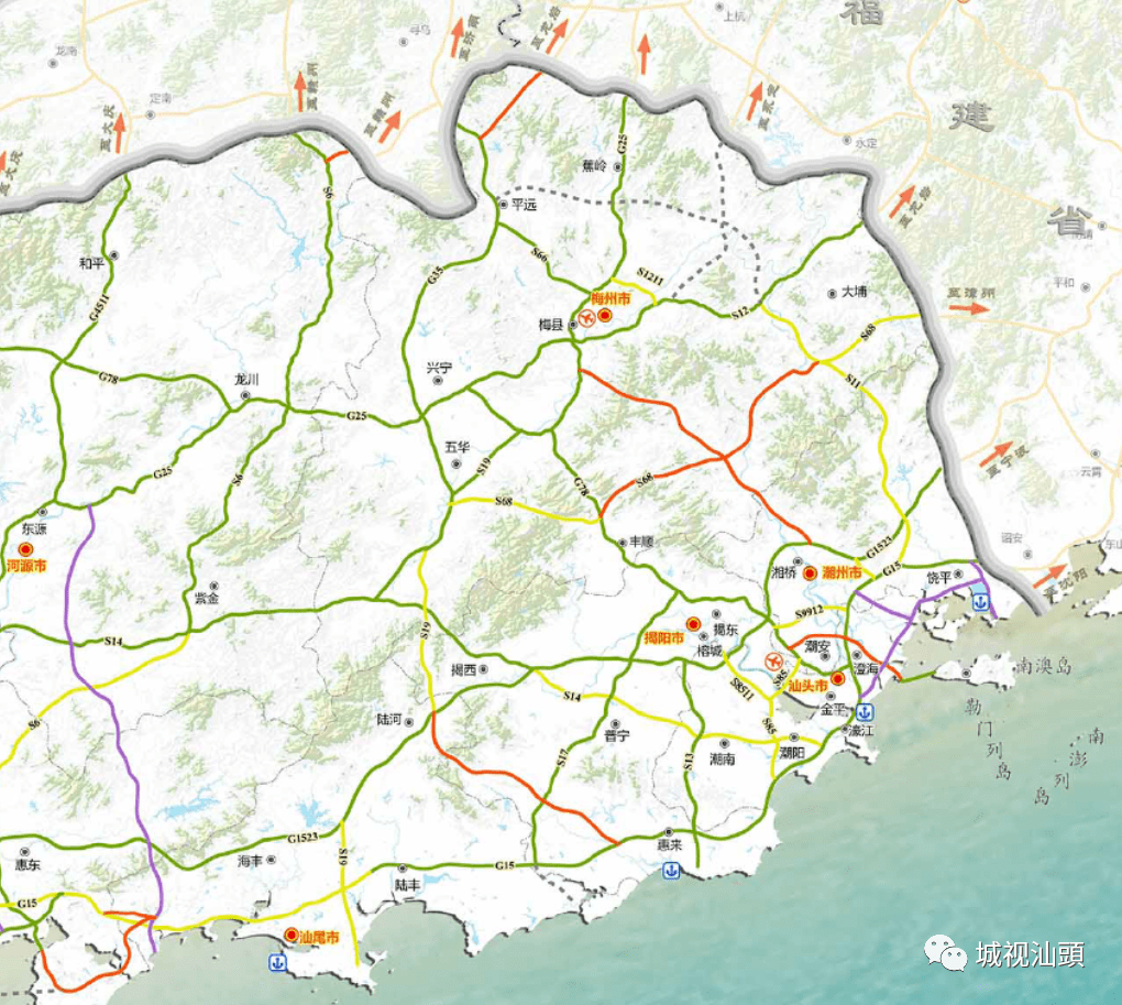 广东省高速公路网规划布局图需要注意的是,汕昆高速南澳联络线是