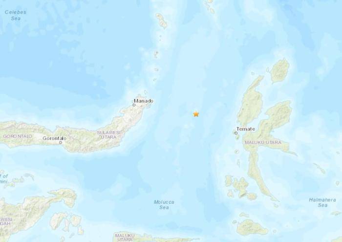 震源|印尼东北部附近海域发生5级地震 震源深度15.6公里