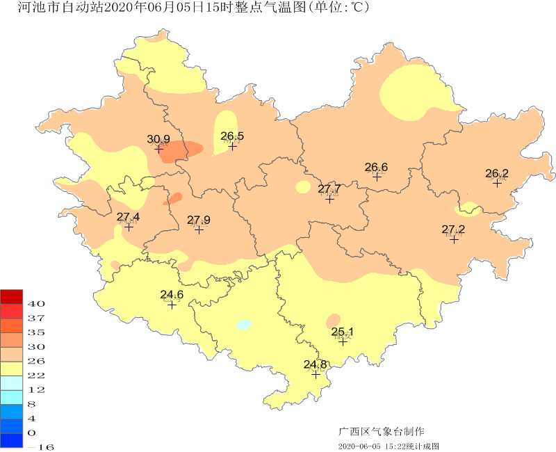 气温在21到24℃之间上午出现在罗城东门三家气象观测站最大降雨量239