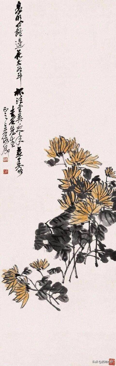 吴昌硕画菊,冷逸傲世_菊花