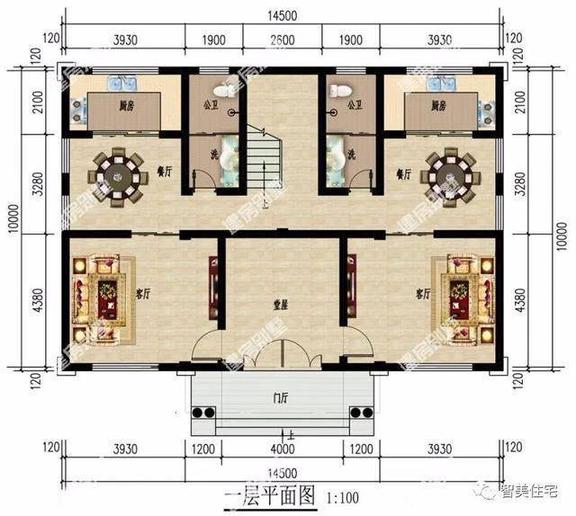 共用堂屋的两栋双拼别墅,小宅基地也能建,且能盖得很漂亮