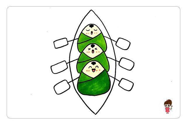 端午节赛龙舟,可爱的粽子简笔画「图文 视频教程」
