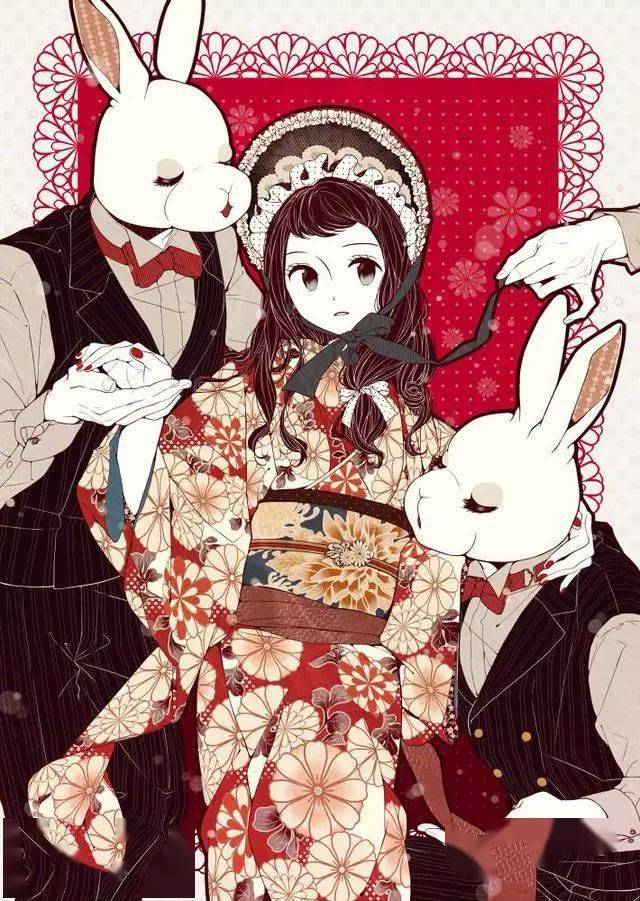 日本插画师花瀬笔下的和服少女