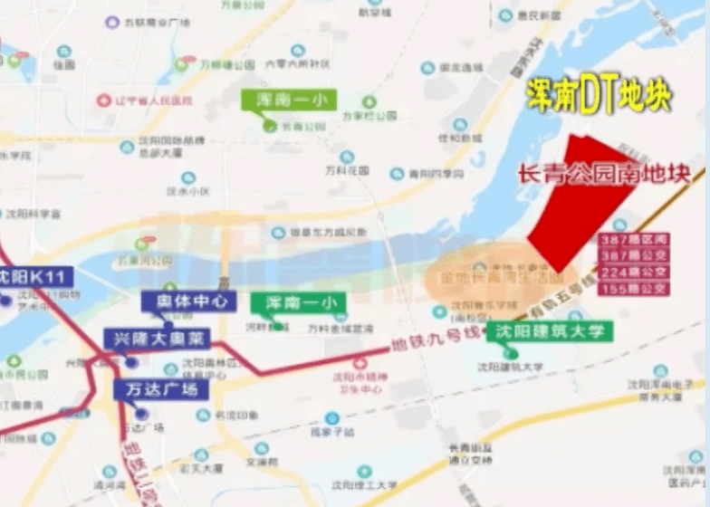 方面224,118,155等公交线路 并且该宗地块也是 浑南距离奥体板块最近