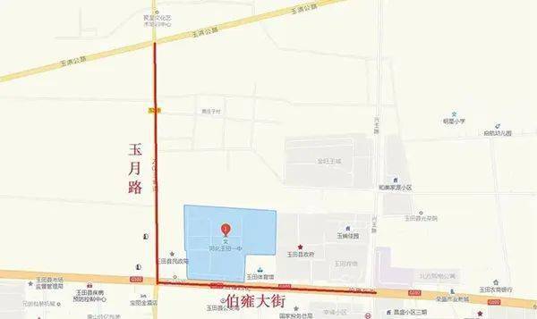 玉田县第二中学考点:玉滨公路与无终街交叉口--无终街东口与102线交叉