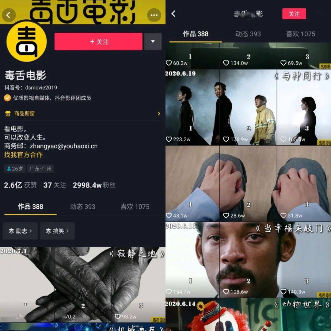 6月抖音黑马榜 影视内容涨势猛"毒舌电影"再涨粉657万;萌宠达人占