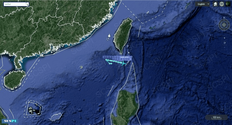 美军机出现在南海空域.图源:"南海战略态势感知计划"