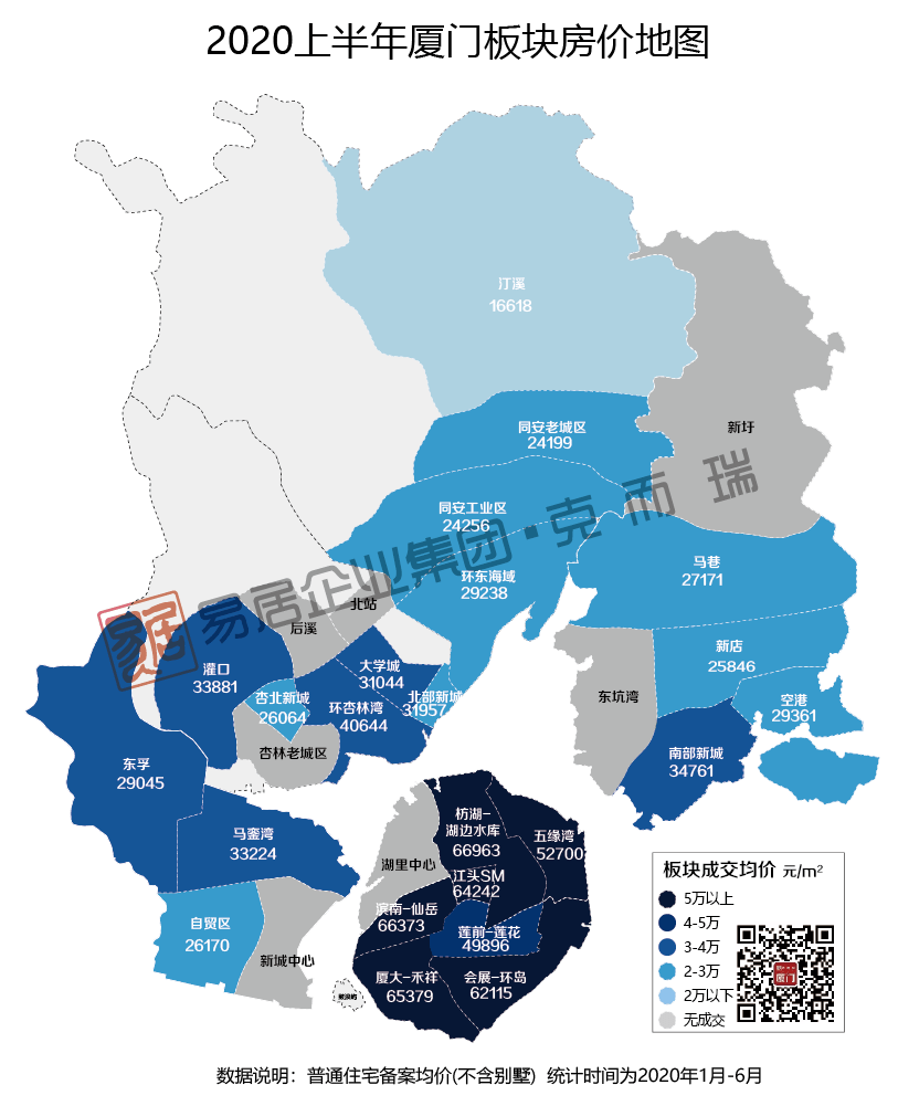 厦门2020年上半年房价地图出炉:附全市楼盘成交详情_均价
