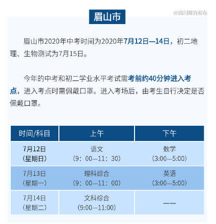 四川省|最早明日开考！四川省14市州中考具体时间汇总