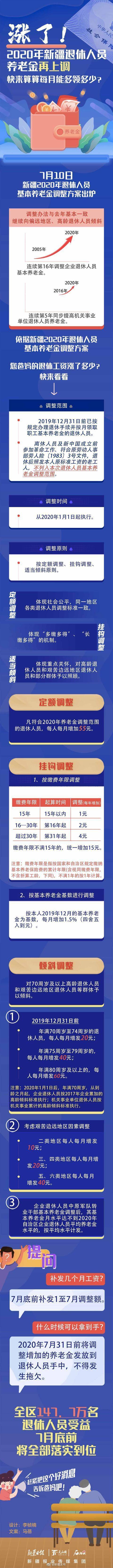 小天|小天图说丨涨了！2020年新疆退休人员养老金再上调