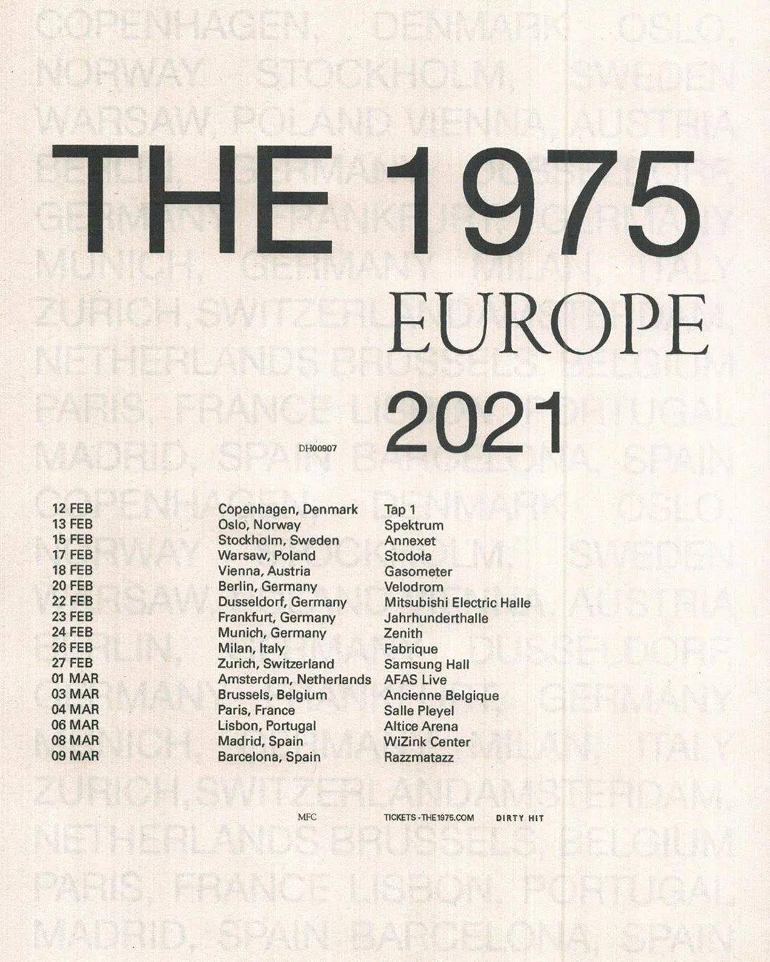 07 the 1975公布2021年欧洲巡演行程 the 1975乐队公布2021年欧洲巡演