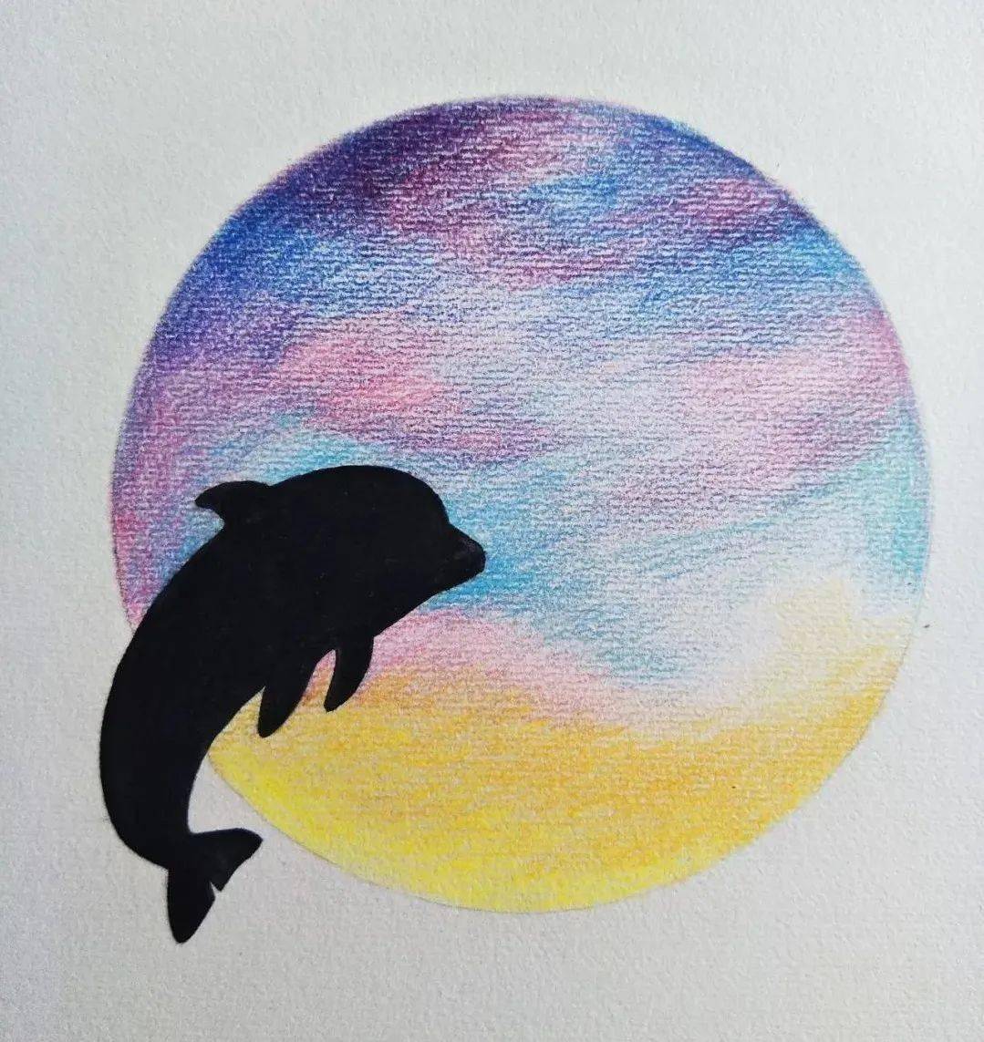 彩铅画入门教程 | 彩铅风景画 星空下的海豚 画法步骤