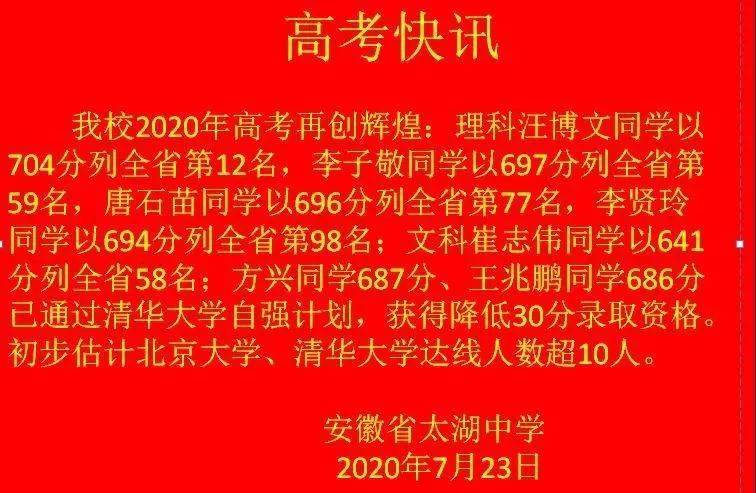 奔走相告啦太湖中学2020年高考喜报