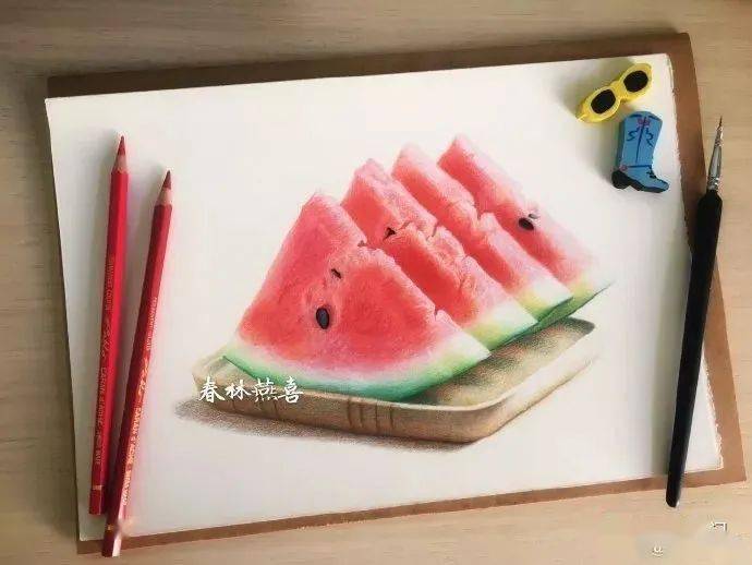 彩铅画入门教程 | 用彩色铅笔画个西瓜_视频