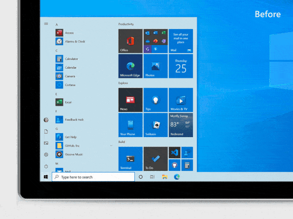 微软推送windows10build19042421测试版引入新版开始菜单