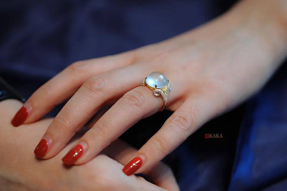 翡翠|宝鼎｜极品白玻璃种翡翠鸽子蛋戒指