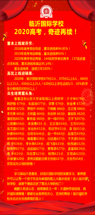 国际学校|重本进线率95.14%！临沂国际学校再创高考佳绩！好学校都是用实力说话的！
