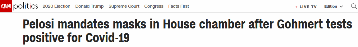 众议院|美众议员确诊后，佩洛西：不戴口罩，警卫伺候！