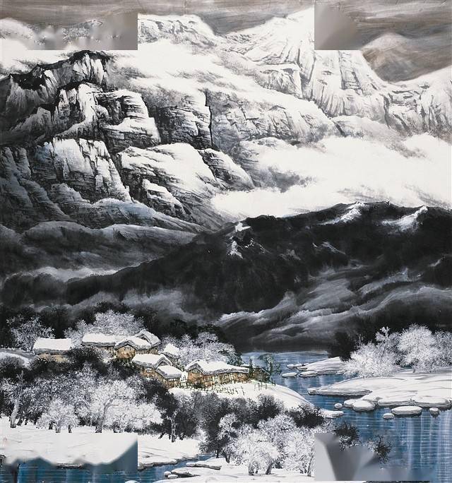 100幅山水雪景的画法(一生受益的国画教程~)_冰雪