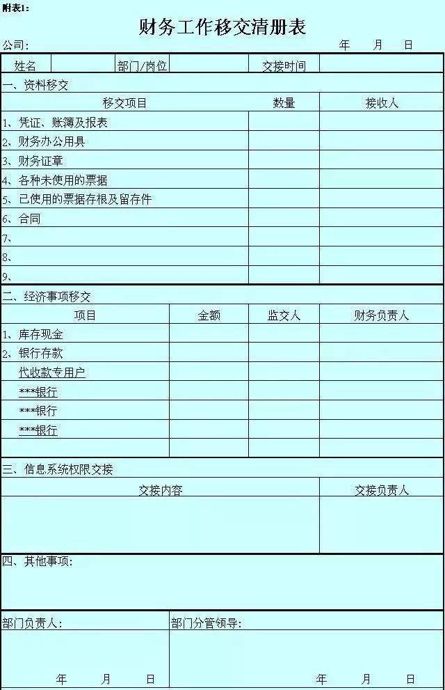 2020会计交接清单!很全了!建议转给同事!适合所有企业