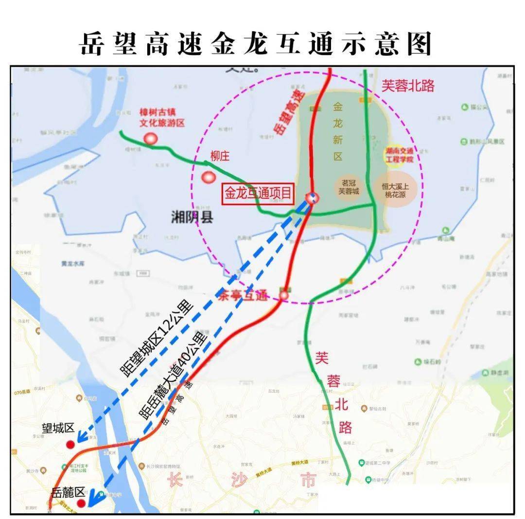 岳望高速湘阴金龙互通全局示意图