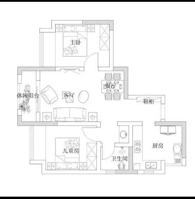 74平米的美式风小户型二居室案例,这套房子是由屋主自己动手装修的