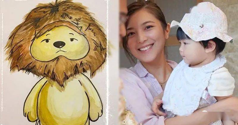 单文柔绘画lazy lion赠女儿,陈展鹏赞老婆厉害!