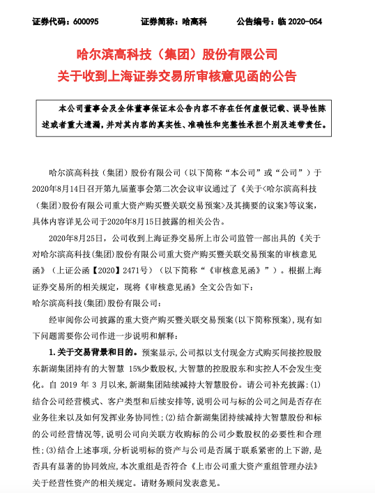 股权|快看｜收购大智慧股权遇阻？上交所五问哈高科