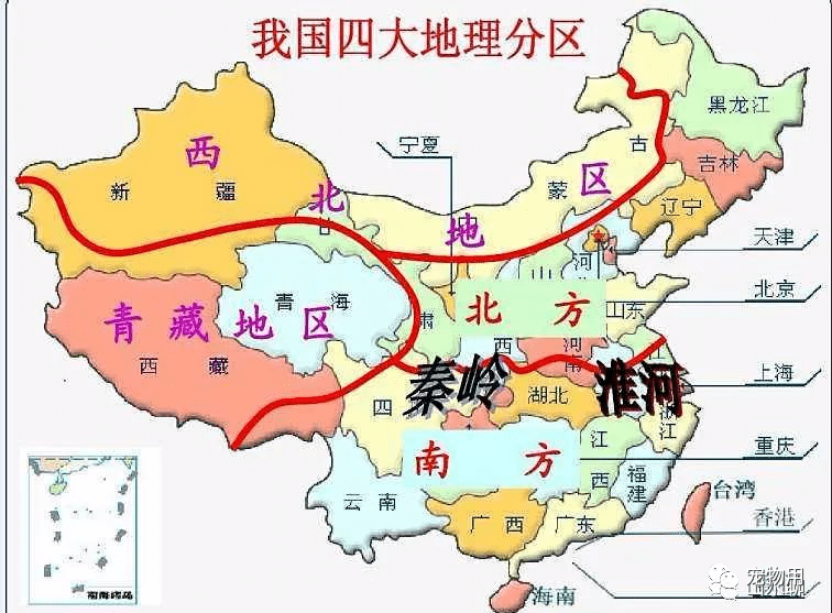 下面是中国行政区划地图上面的南北方地图,已经精细到了县级行政区.