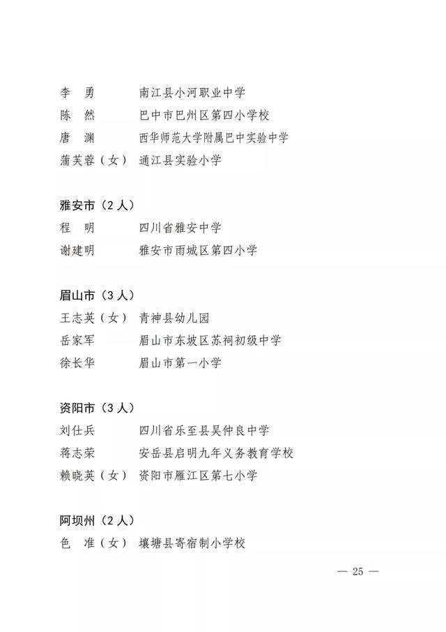 四川|点赞！四川教书育人名师、名校长、名班主任、名辅导员名单出炉