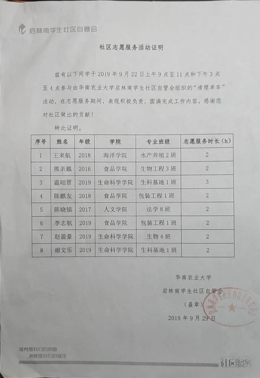 汇总|2019下半年启林南志愿活动证明