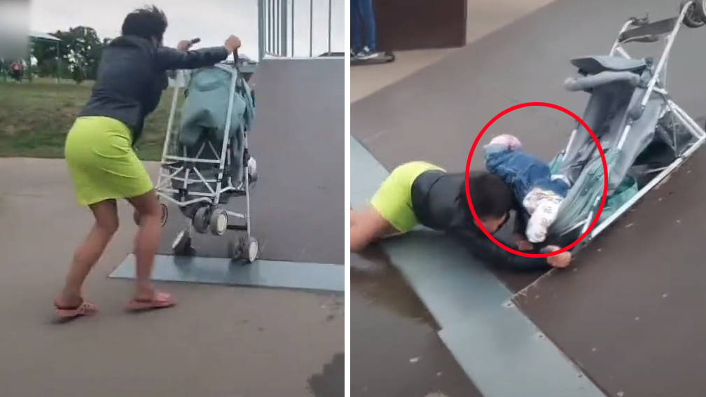 孩子|俄罗斯一醉酒母亲推婴儿车上斜坡 孩子数次被摔出