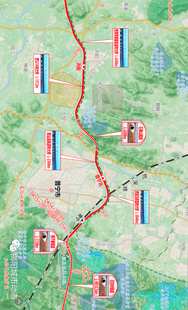 关注揭惠铁路规划图曝光普宁北站洪阳站将设在这里
