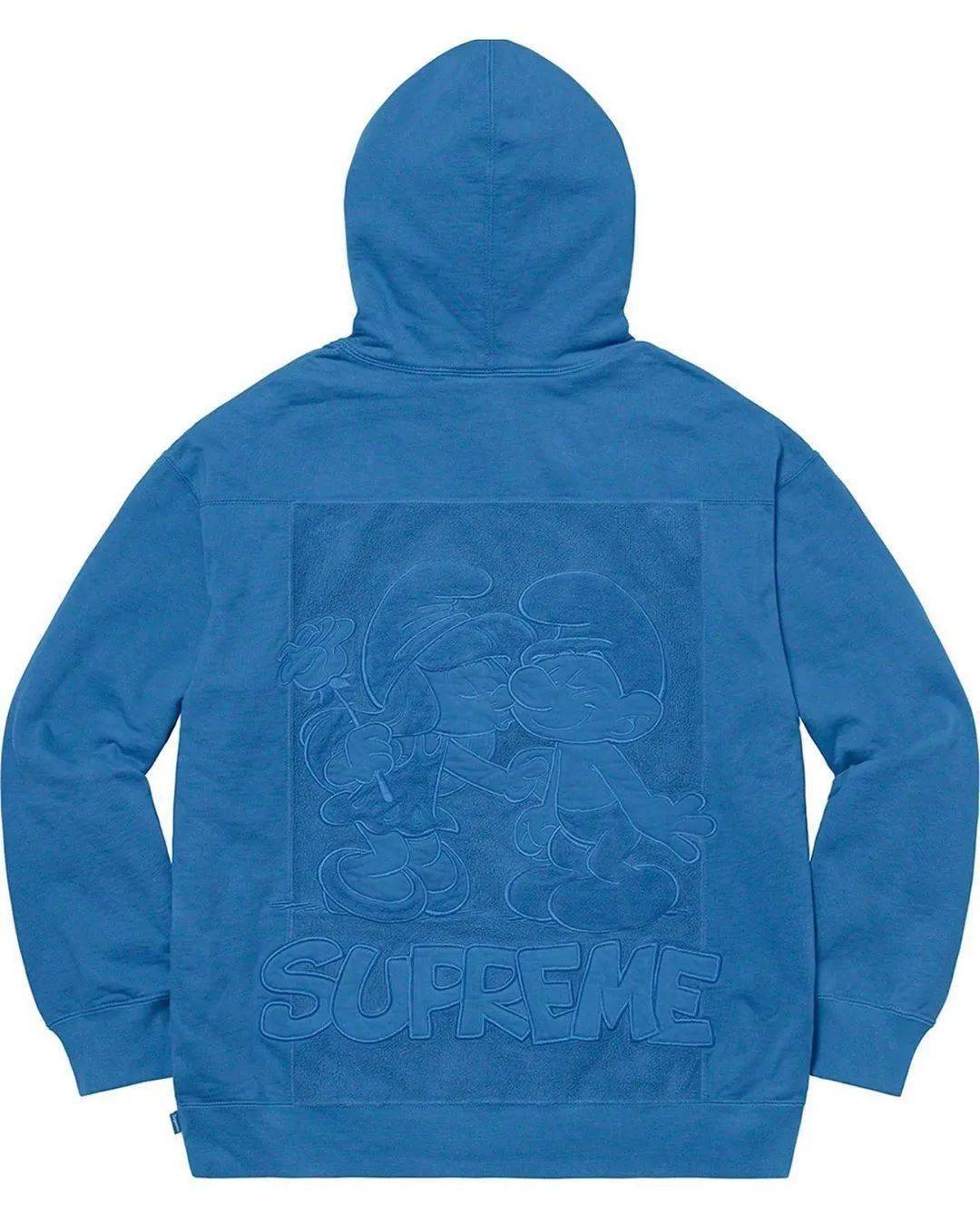 supreme蓝色卫衣,supreme红色卫衣 supreme x 蓝精灵联名服饰正式发布!开抢!
