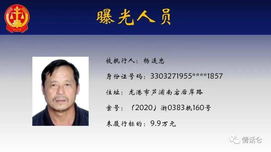 龙港法院新出一批老赖名单!姓名照片,住址全公布!有你欠你钱的吗?