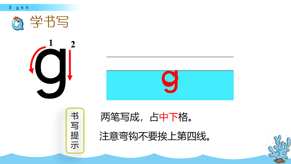 部编1上|汉语拼音5 g k h:学习视频 图文讲解
