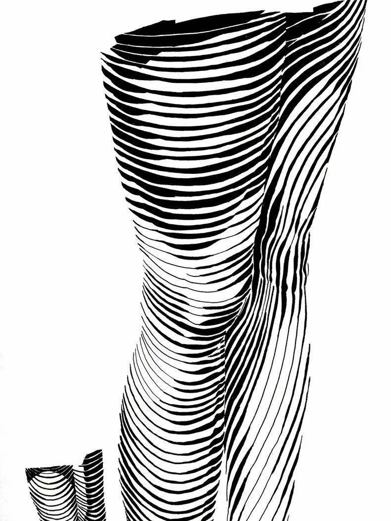 加拿大艺术家 dominic depeyre 用独特线条构成不寻常观感的画作.