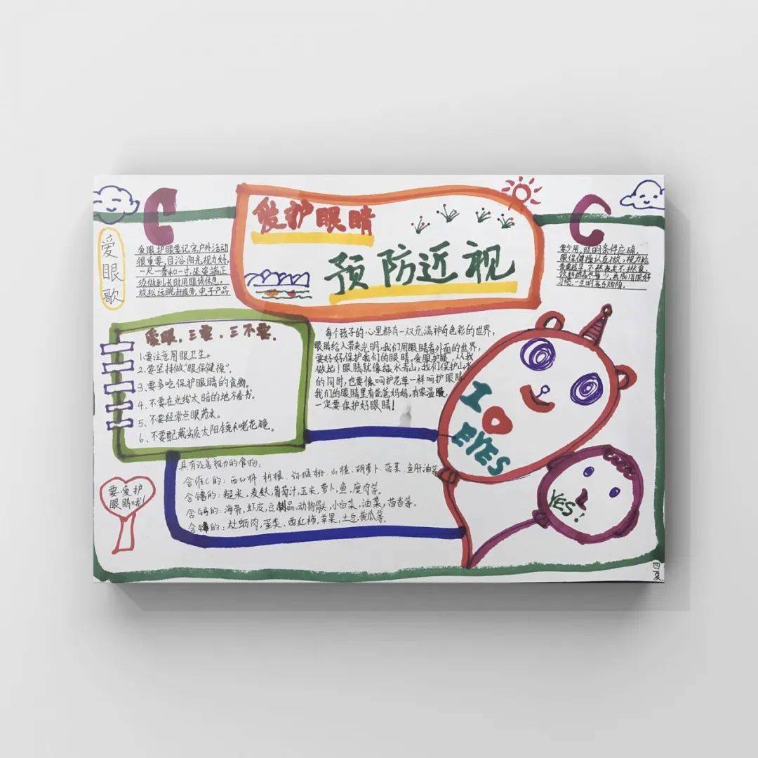 爱护眼睛,预防近视——春江小学美术组开展手抄报评比