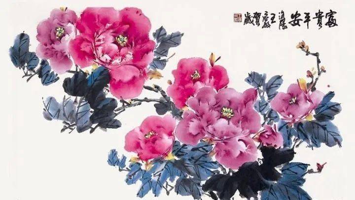 小写意牡丹画100幅,美醉了!_笔墨