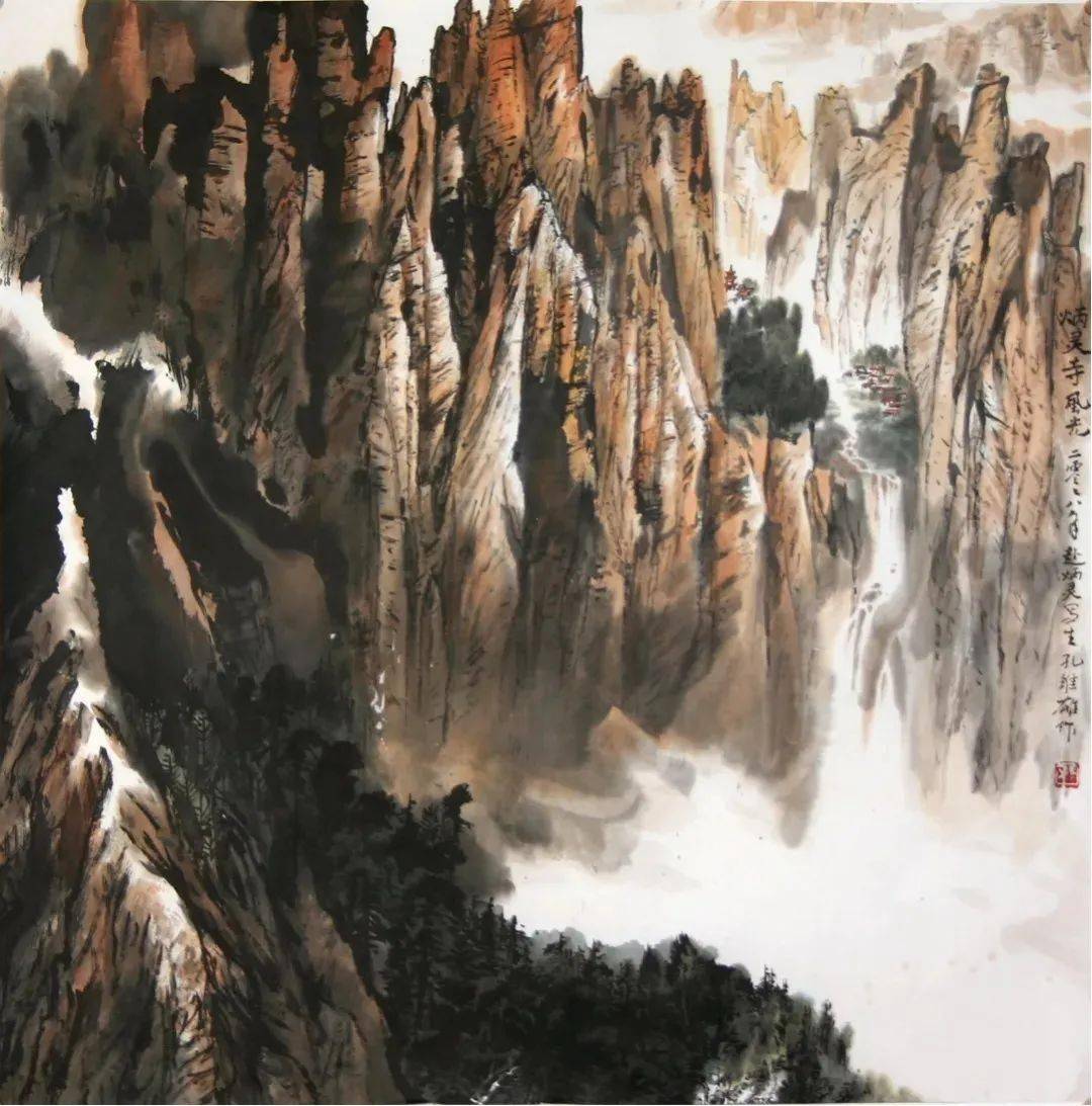 黄河三峡孔维雄山水画作品展在兰举行