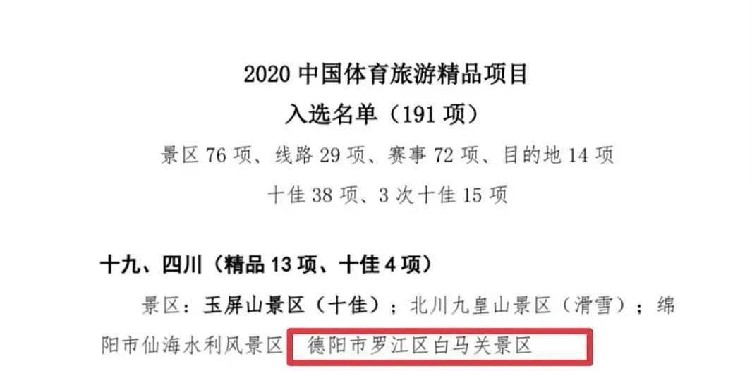 jbo竞博官网：
祝贺！德阳一地入选2020中国体育旅游精品景区(图1)